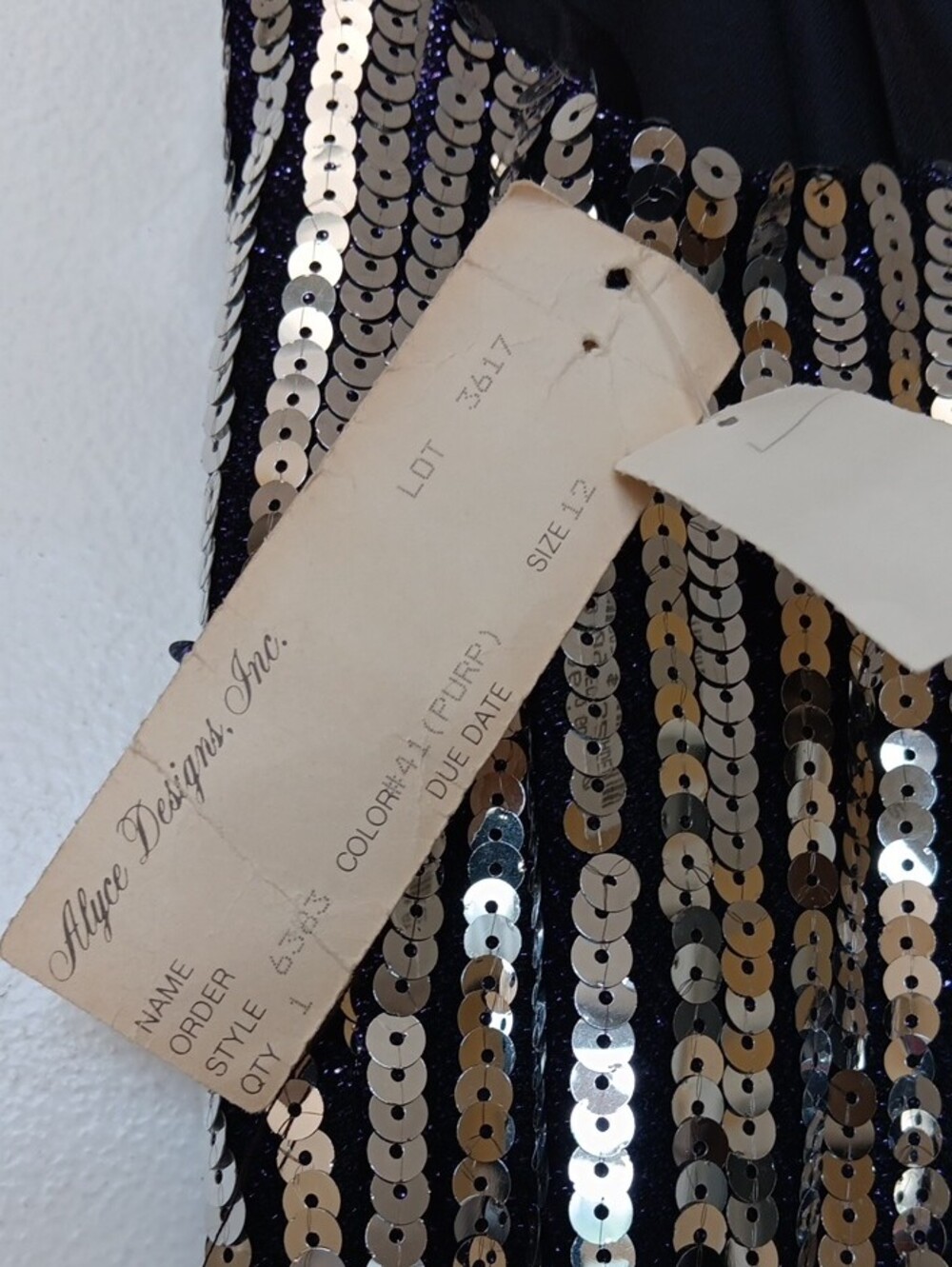 Vintage USA Made Ombre Sequin Maxi Dress with Deep V - Purple/Gold - Picture 3 of 15